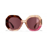 Chanel - Occhiali Rotondi da Sole - Tartaruga Scuro Rosa - Chanel Eyewear