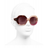 Chanel - Occhiali Rotondi da Sole - Tartaruga Scuro Rosa - Chanel Eyewear