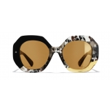 Chanel - Occhiali Rotondi da Sole - Nero Giallo - Chanel Eyewear