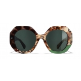 Chanel - Occhiali Rotondi da Sole - Tartaruga Scuro Verde - Chanel Eyewear