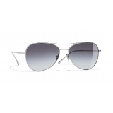 Chanel - Occhiali Modello Pilota da Sole - Argento Grigio - Chanel Eyewear