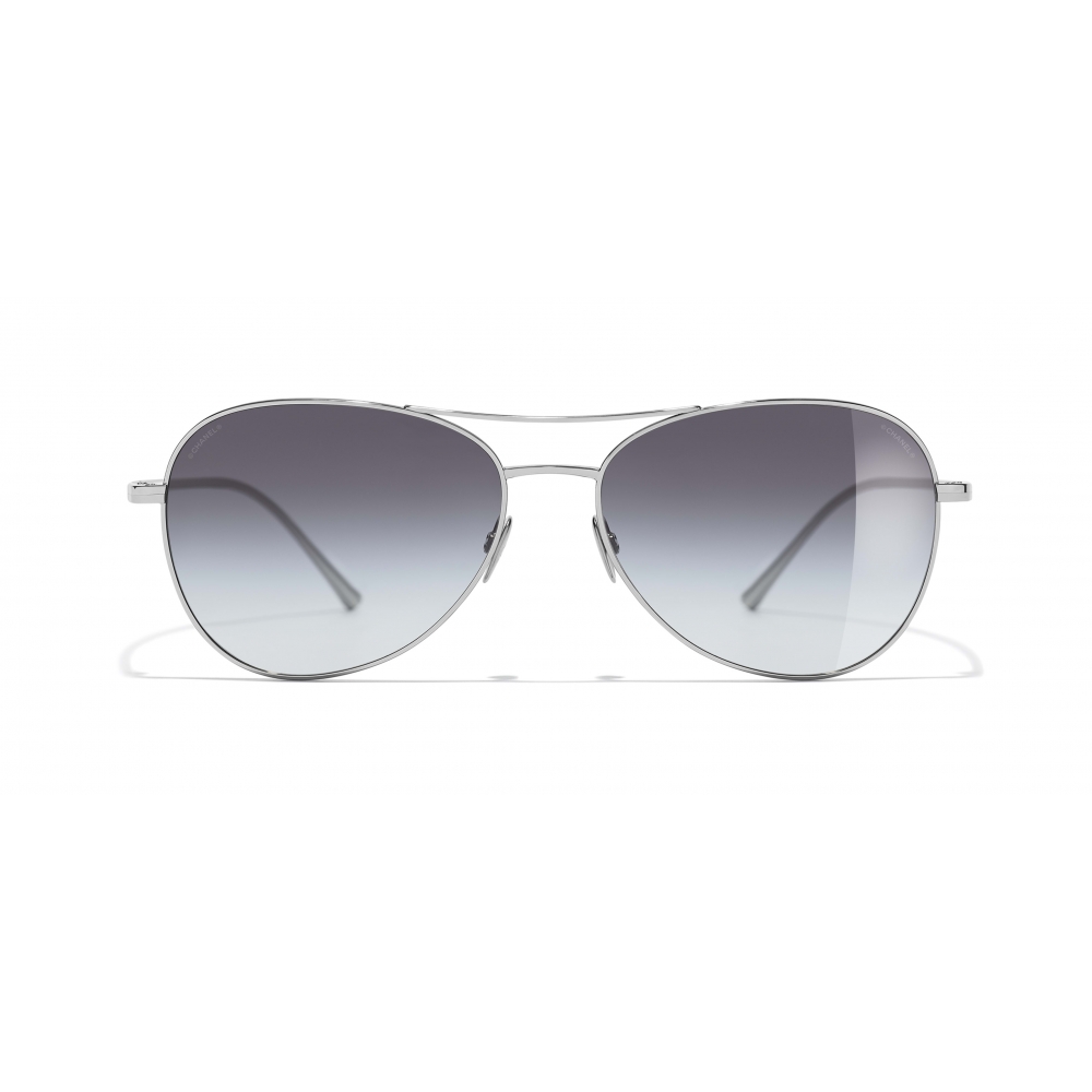 chanel aviator sunglasses silver