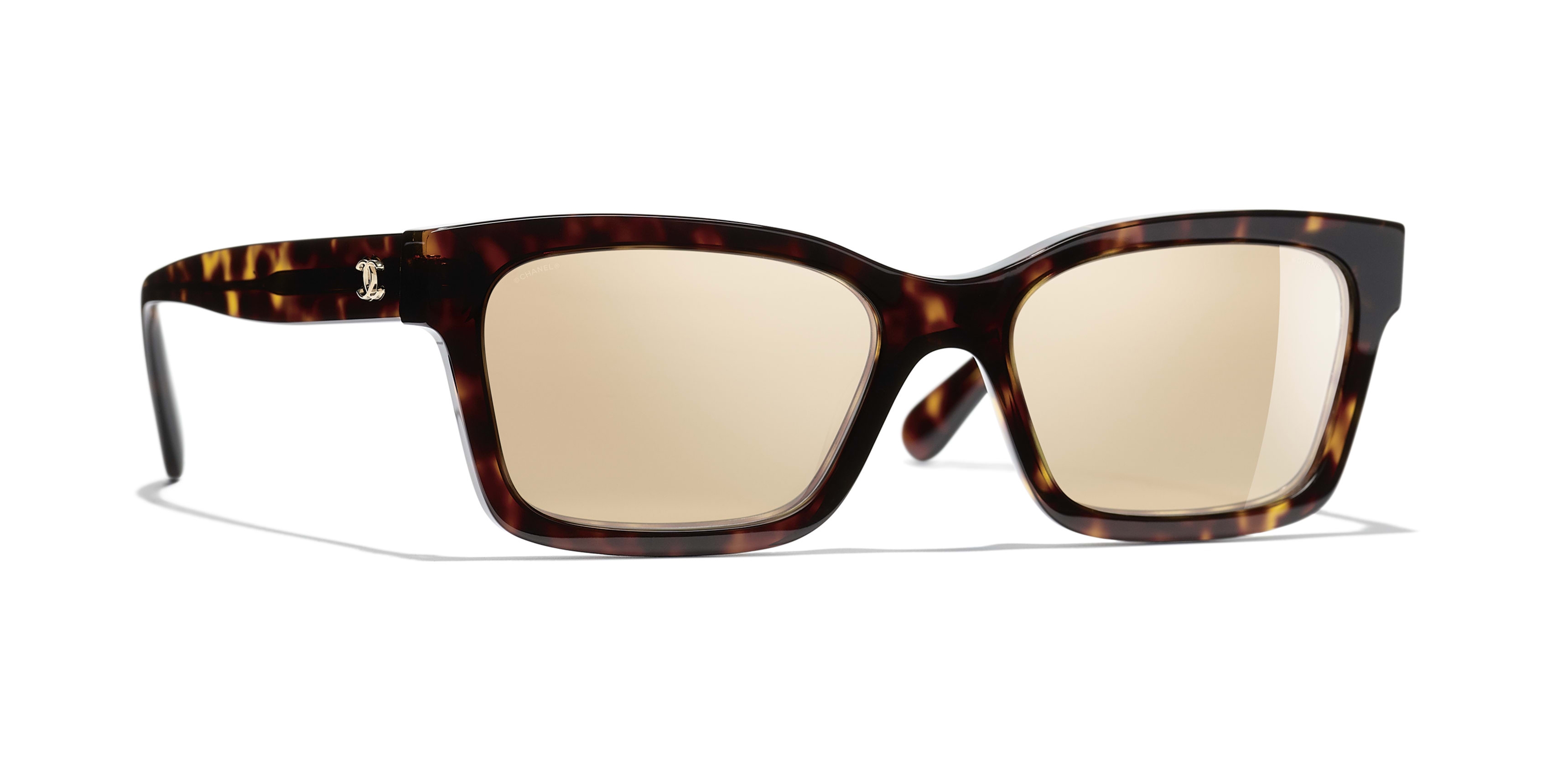 Chanel - Square Sunglasses - Dark Tortoise Gold Mirror - Chanel