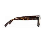 Chanel - Occhiali Quadrati da Sole - Tartaruga Scuro Oro Specchiato - Chanel Eyewear