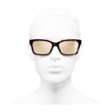 Chanel - Occhiali Quadrati da Sole - Tartaruga Scuro Oro Specchiato - Chanel Eyewear