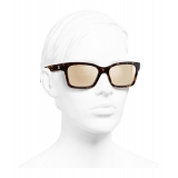Chanel - Square Sunglasses - Dark Tortoise Gold Mirror - Chanel Eyewear