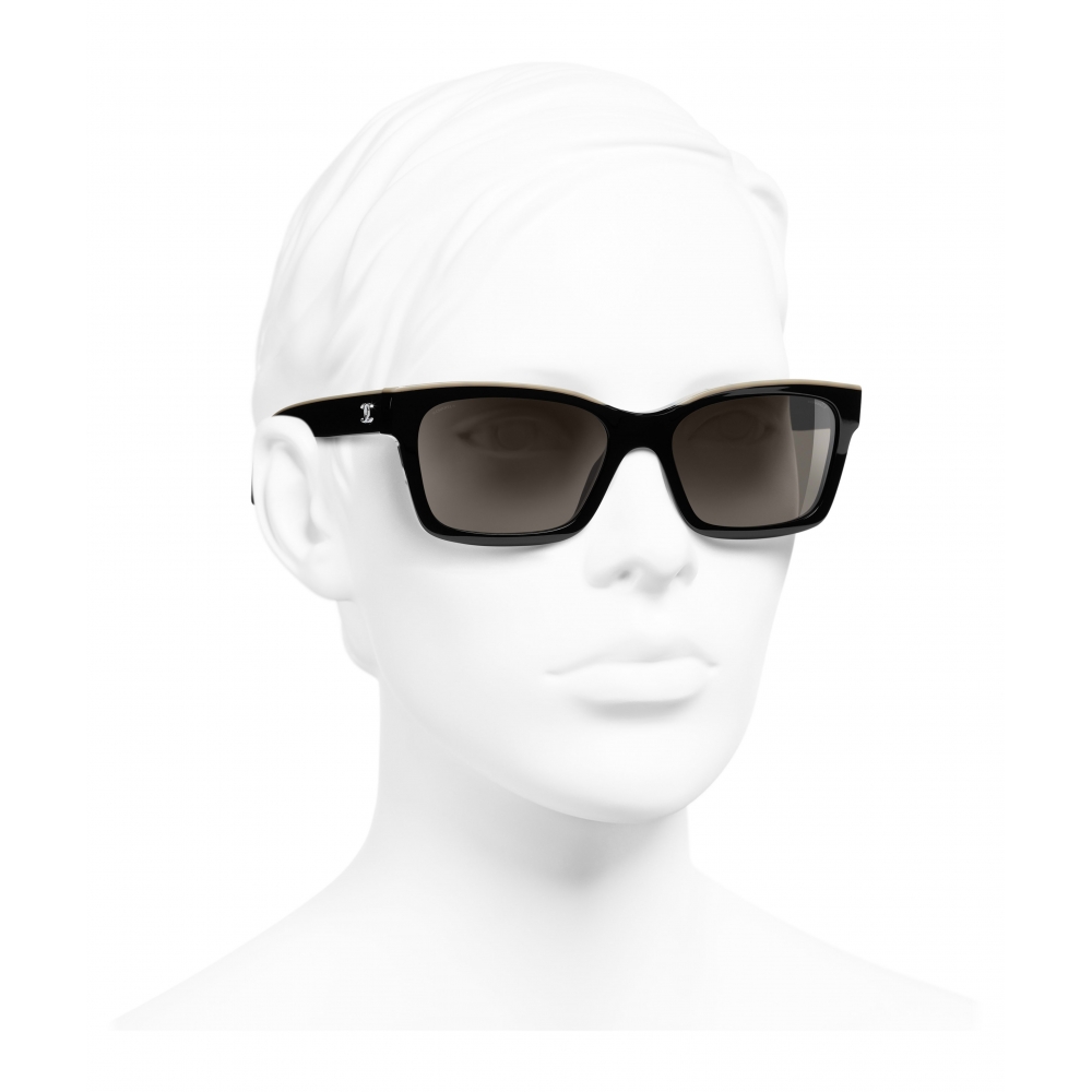Chanel - Square Sunglasses - Black Beige Brown - Chanel Eyewear - Avvenice