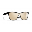 Chanel - Occhiali da Sole a Maschera - Nero Oro Specchiato - Chanel Eyewear