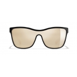 Chanel - Occhiali da Sole a Maschera - Nero Oro Specchiato - Chanel Eyewear