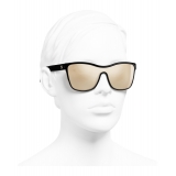 Chanel - Occhiali da Sole a Maschera - Nero Oro Specchiato - Chanel Eyewear