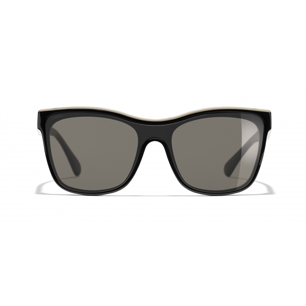 Chanel - Shield Sunglasses - Black Beige Brown - Chanel Eyewear - Avvenice
