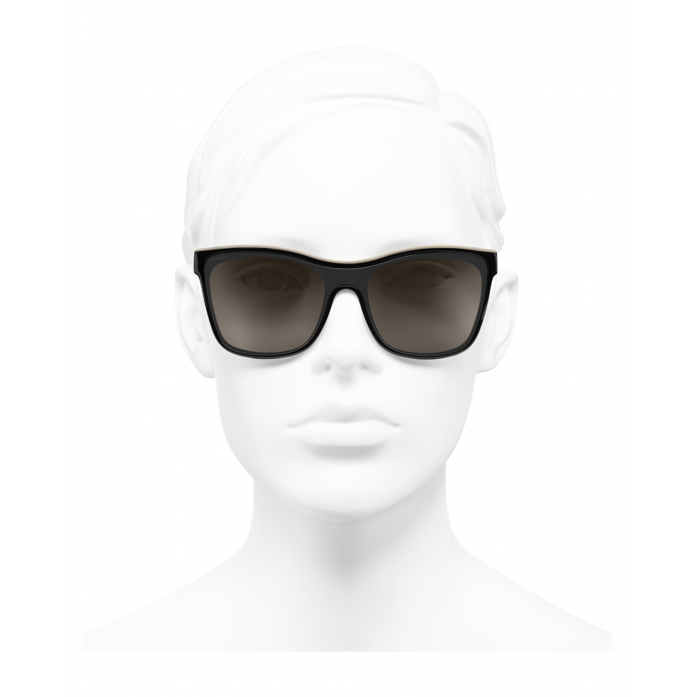 Chanel - Shield Sunglasses - Black Beige Brown - Chanel Eyewear