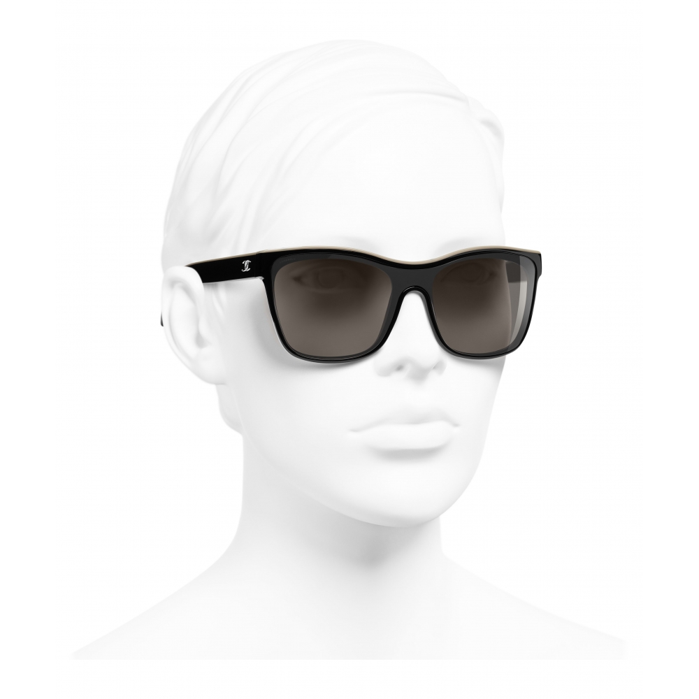 Chanel Beige Acetate Polarized Sunglasses 5322 - Black