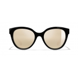 Chanel - Occhiali a Farfalla da Sole - Nero Oro Specchiato - Chanel Eyewear