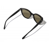 Chanel - Occhiali a Farfalla da Sole - Nero Oro Specchiato - Chanel Eyewear