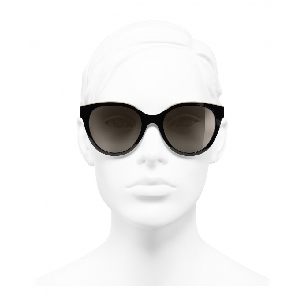 Chanel - Oval Sunglasses - Black Yellow Gray - Chanel Eyewear - Avvenice