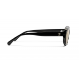 Chanel - Occhiali Ovali da Sole - Nero Oro Specchiato - Chanel Eyewear