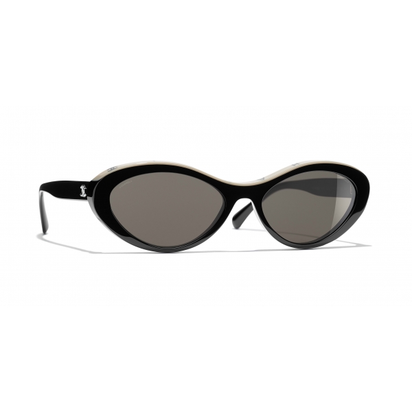 chanel oval sunglasses on face