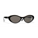 Chanel - Oval Sunglasses - Black Beige Brown - Chanel Eyewear