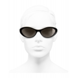 Chanel - Occhiali Ovali da Sole - Nero Beige Marrone - Chanel Eyewear