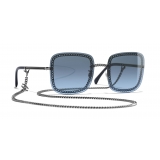 Chanel - Occhiali Quadrati da Sole - Argento Scuro Blu - Chanel Eyewear