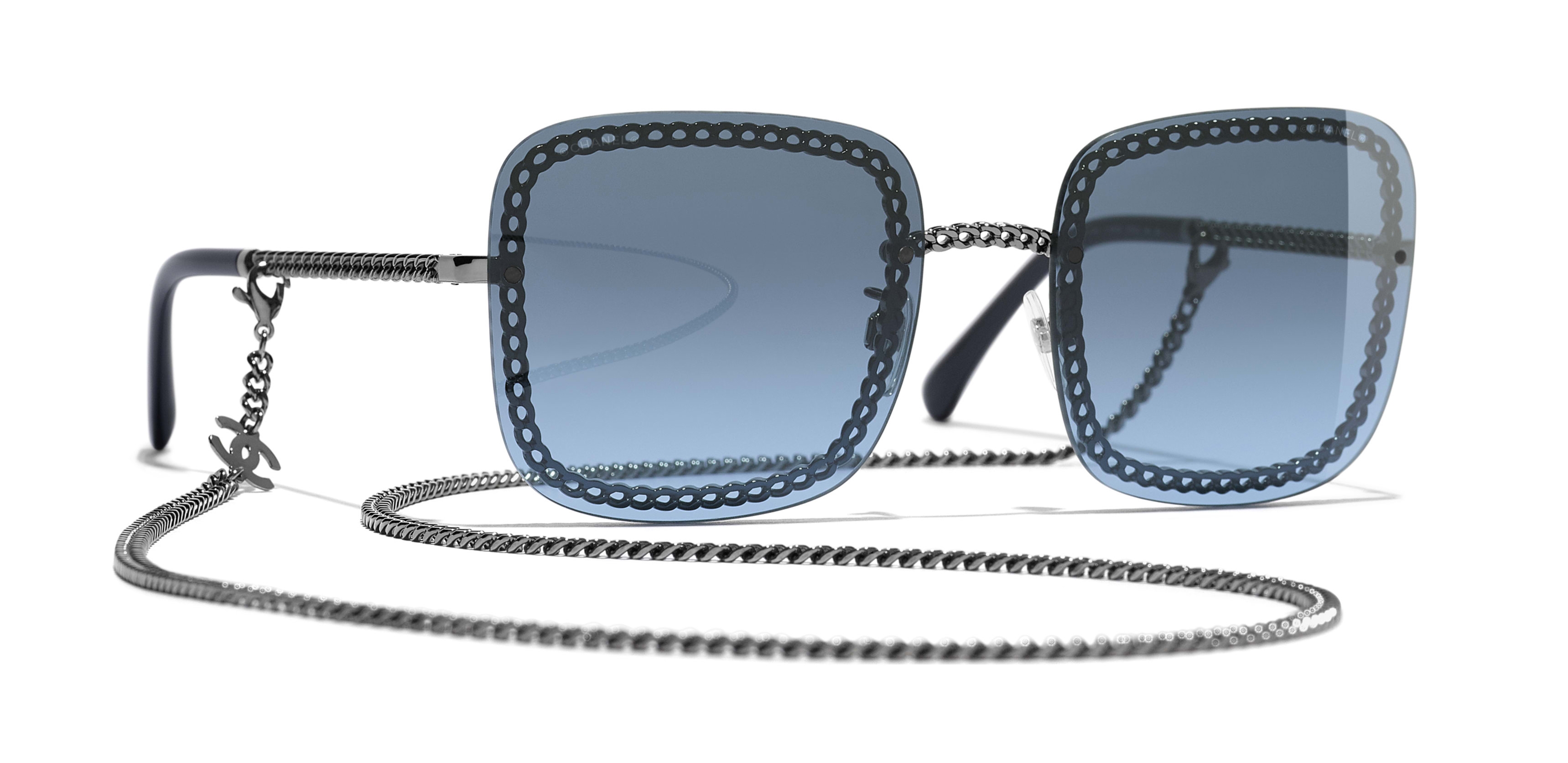Square Sunglasses - Dark Silver Blue - Chanel Eyewear - Avvenice
