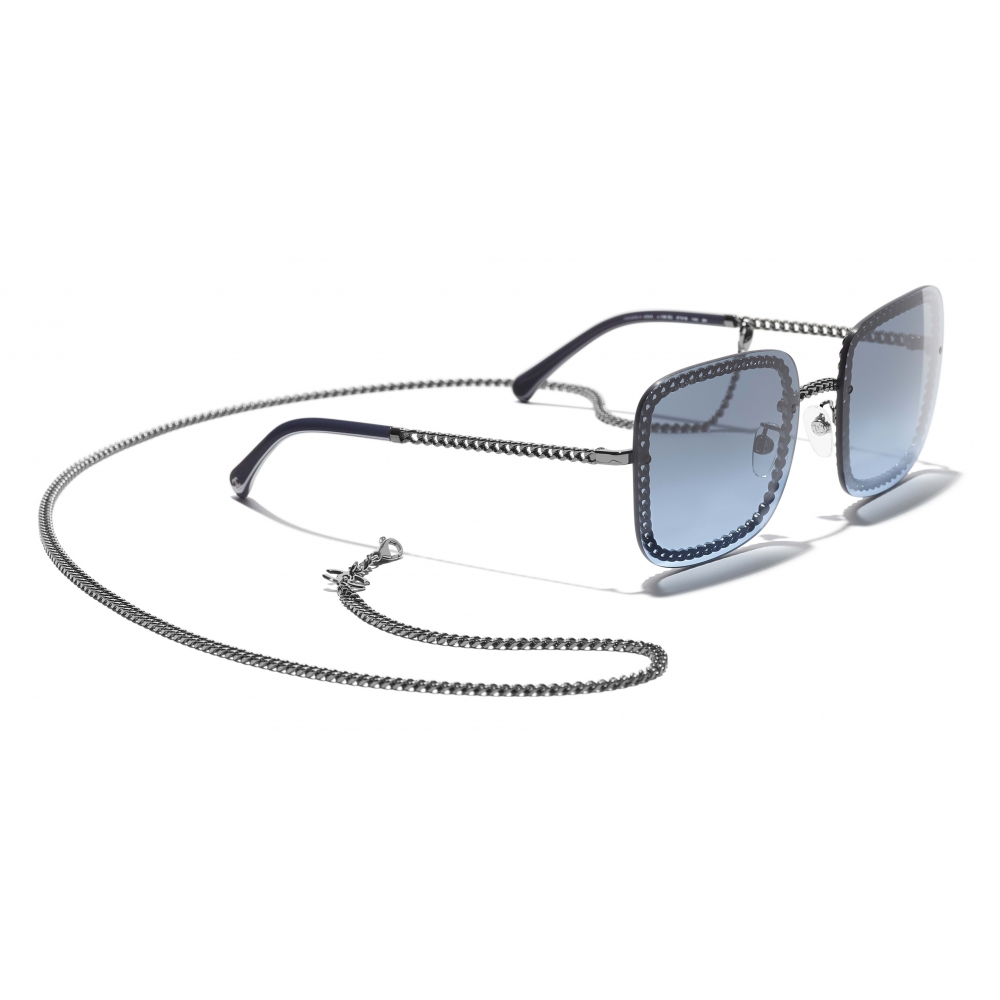 Chanel - Square Sunglasses - Dark Silver Blue - Chanel Eyewear - Avvenice