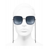 Chanel - Occhiali Quadrati da Sole - Argento Scuro Blu - Chanel Eyewear
