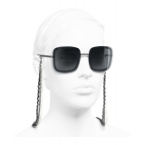 Chanel - Occhiali Quadrati da Sole - Argento Scuro Grigio - Chanel Eyewear