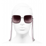 Chanel - Occhiali Quadrati da Sole - Argento Scuro Rosa - Chanel Eyewear