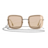 Chanel - Square Sunglasses - Silver Light Brown - Chanel Eyewear