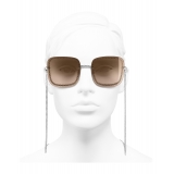 Chanel - Occhiali Quadrati da Sole - Argento Marrone Chiaro - Chanel Eyewear