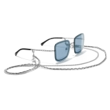 Chanel - Square Sunglasses - Silver Light Blue - Chanel Eyewear