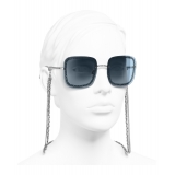 Chanel - Occhiali Quadrati da Sole - Argento Azzuro - Chanel Eyewear