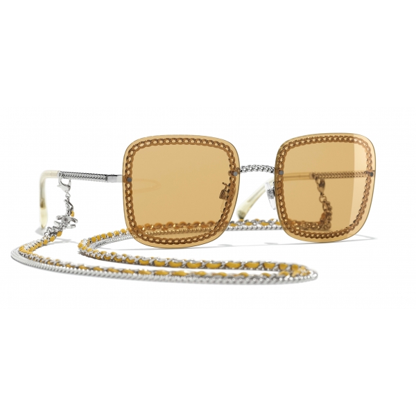 Chanel - Square Sunglasses - Silver Yellow - Chanel Eyewear