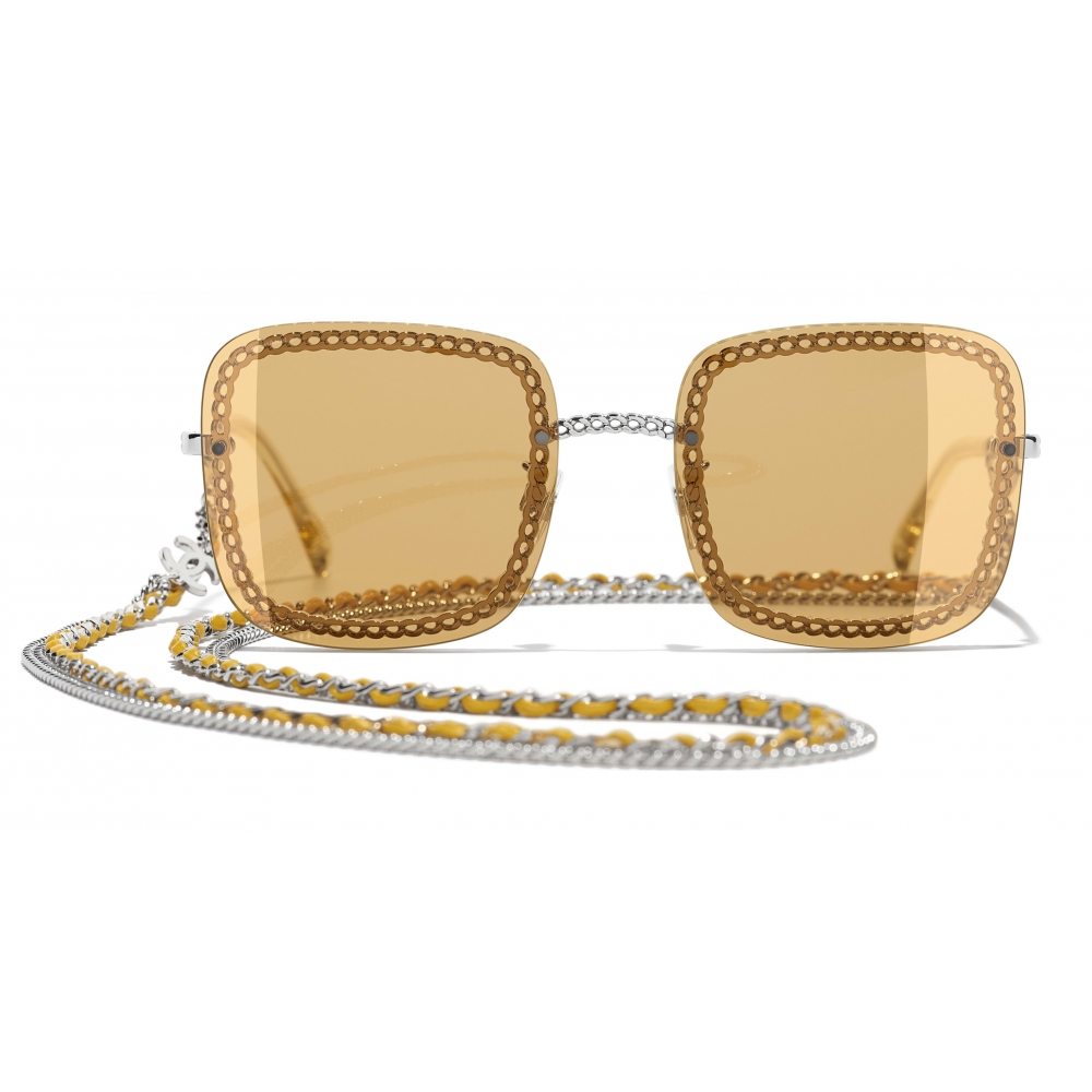 Chanel - Square Sunglasses - Silver Yellow - Chanel Eyewear - Avvenice