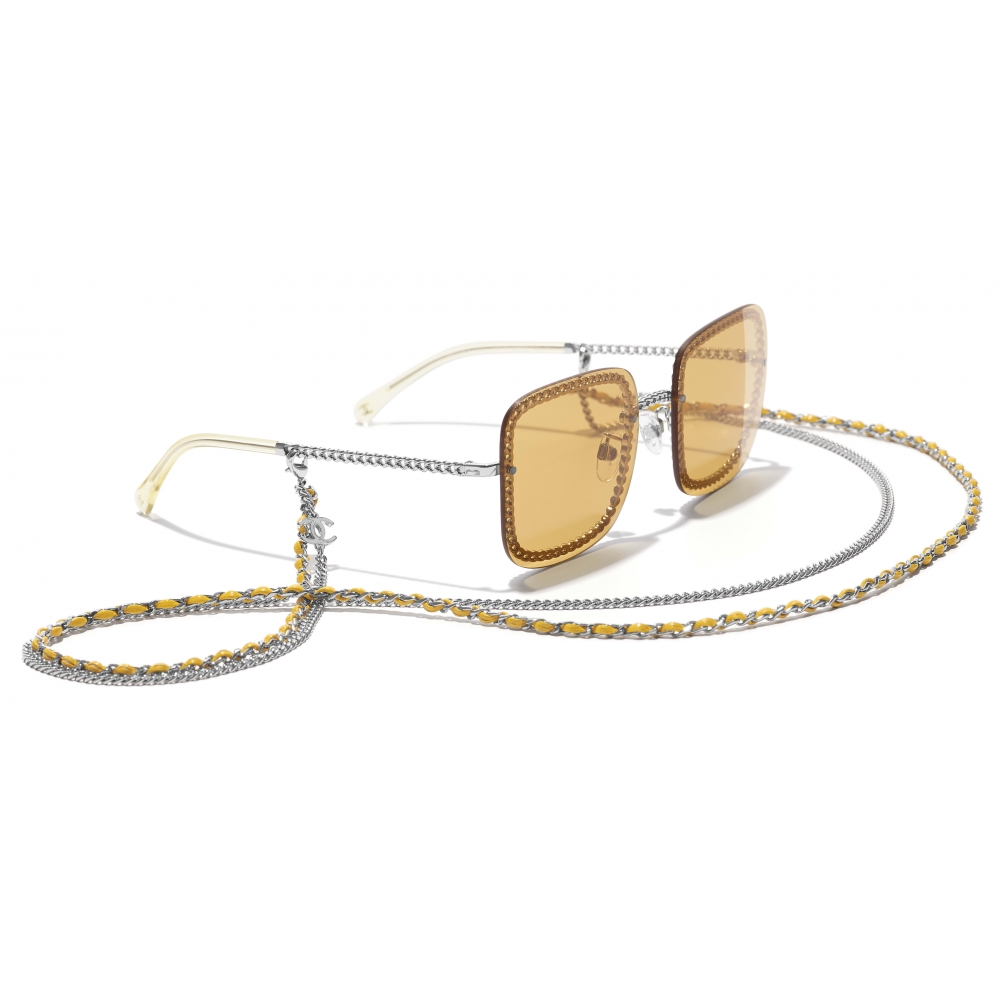 Chanel - Square Sunglasses - Silver Yellow - Chanel Eyewear - Avvenice