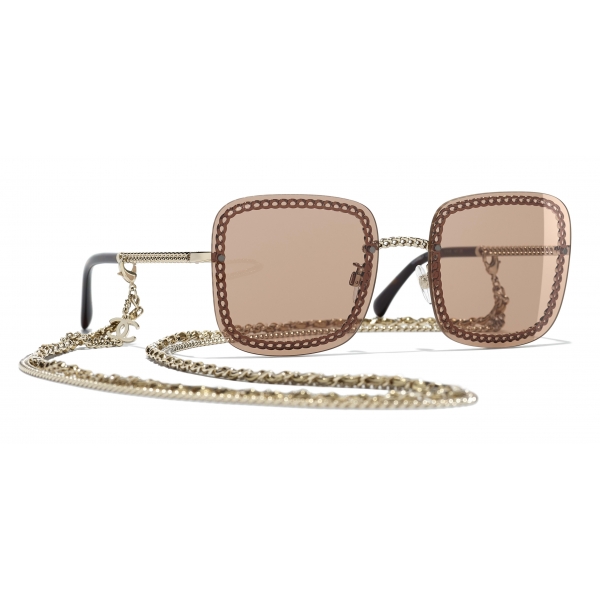 Chanel - Square Sunglasses - Gold Light Brown - Chanel Eyewear - Avvenice