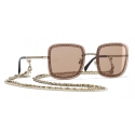 Chanel - Square Sunglasses - Gold Light Brown - Chanel Eyewear