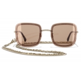 Chanel - Occhiali Quadrati da Sole - Oro Marrone Chiaro - Chanel Eyewear