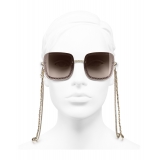 Chanel - Occhiali Quadrati da Sole - Oro Marrone Chiaro - Chanel Eyewear