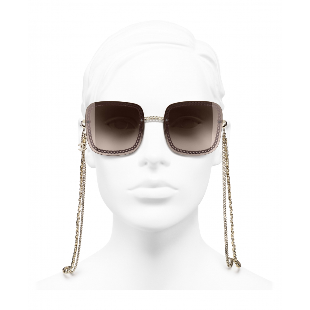 Chanel - Square Sunglasses - Gold Light Brown - Chanel Eyewear - Avvenice