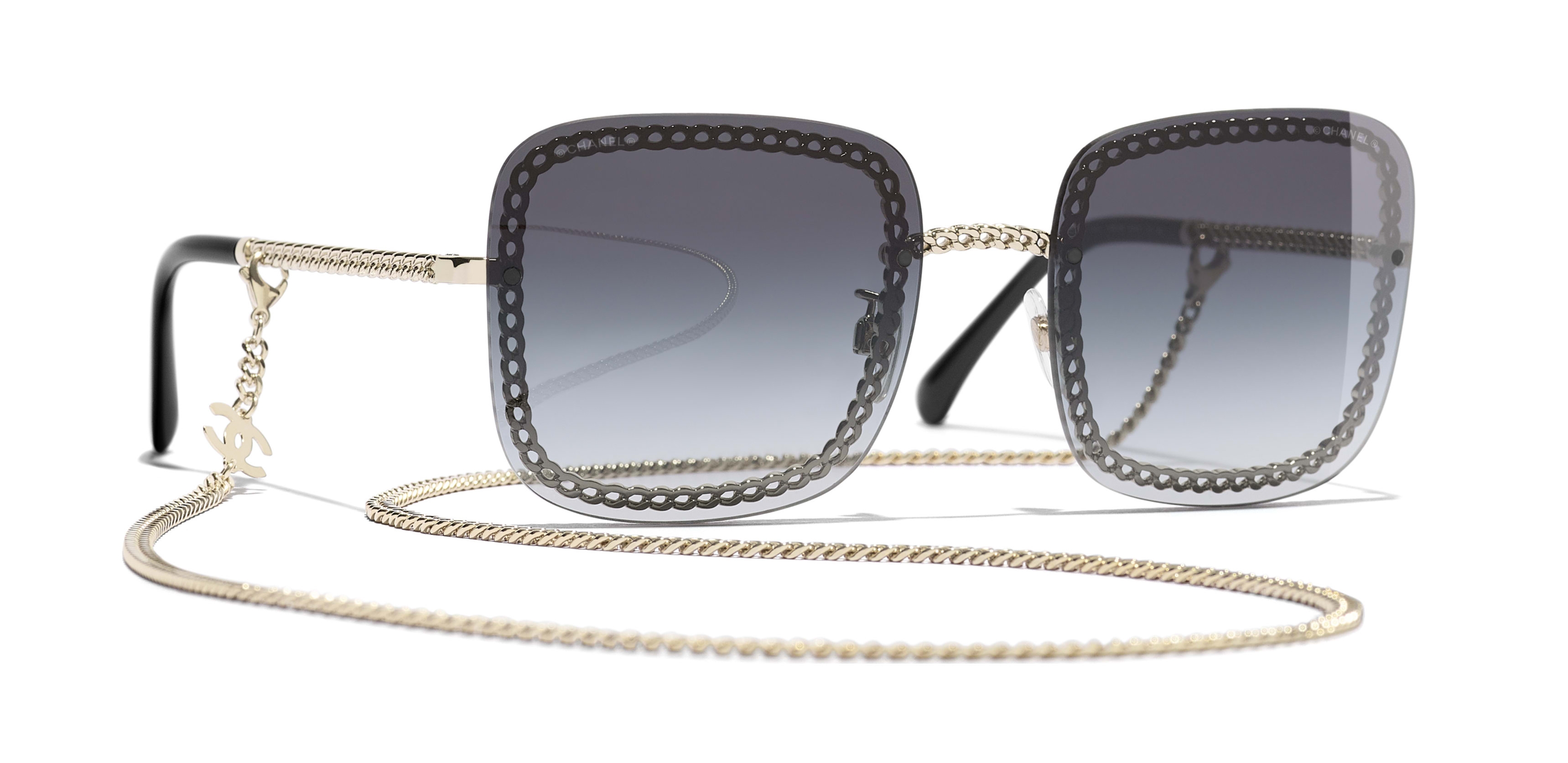 Chanel - Square Sunglasses - Gold Gray - Chanel Eyewear - Avvenice