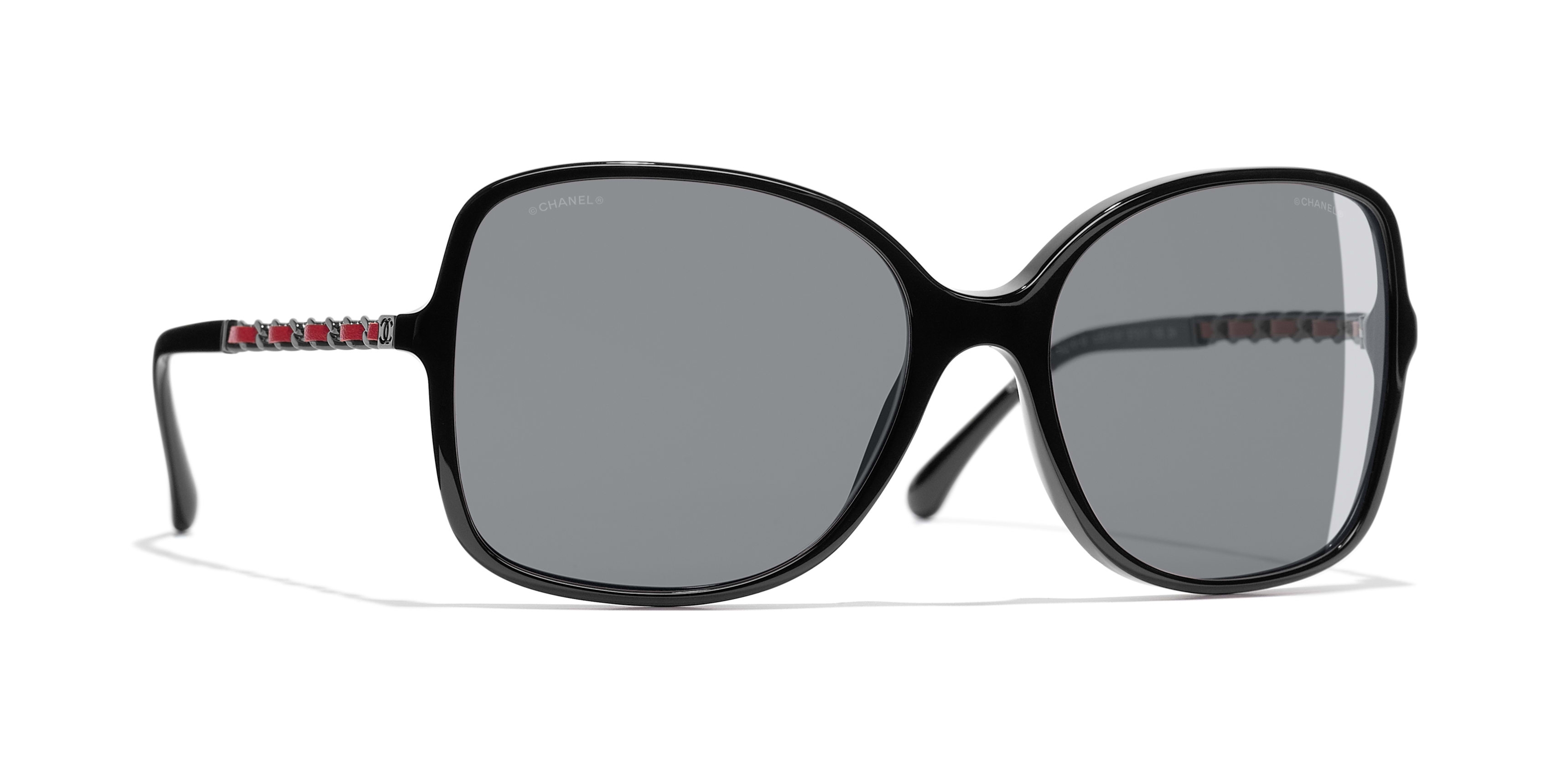 Chanel - Square Sunglasses - Black Red Gray - Chanel Eyewear
