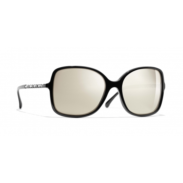 Chanel - Square Sunglasses - Black White Gold - Chanel Eyewear