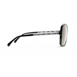 Chanel - Occhiali Quadrati da Sole - Nero Oro Bianco - Chanel Eyewear