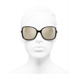 Chanel - Occhiali Quadrati da Sole - Nero Oro Bianco - Chanel Eyewear