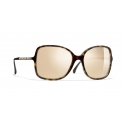 Chanel - Occhiali Quadrati da Sole - Tartaruga Scuro Oro - Chanel Eyewear