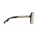 Chanel - Occhiali Quadrati da Sole - Tartaruga Scuro Oro - Chanel Eyewear