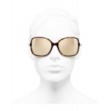 Chanel - Occhiali Quadrati da Sole - Tartaruga Scuro Oro - Chanel Eyewear